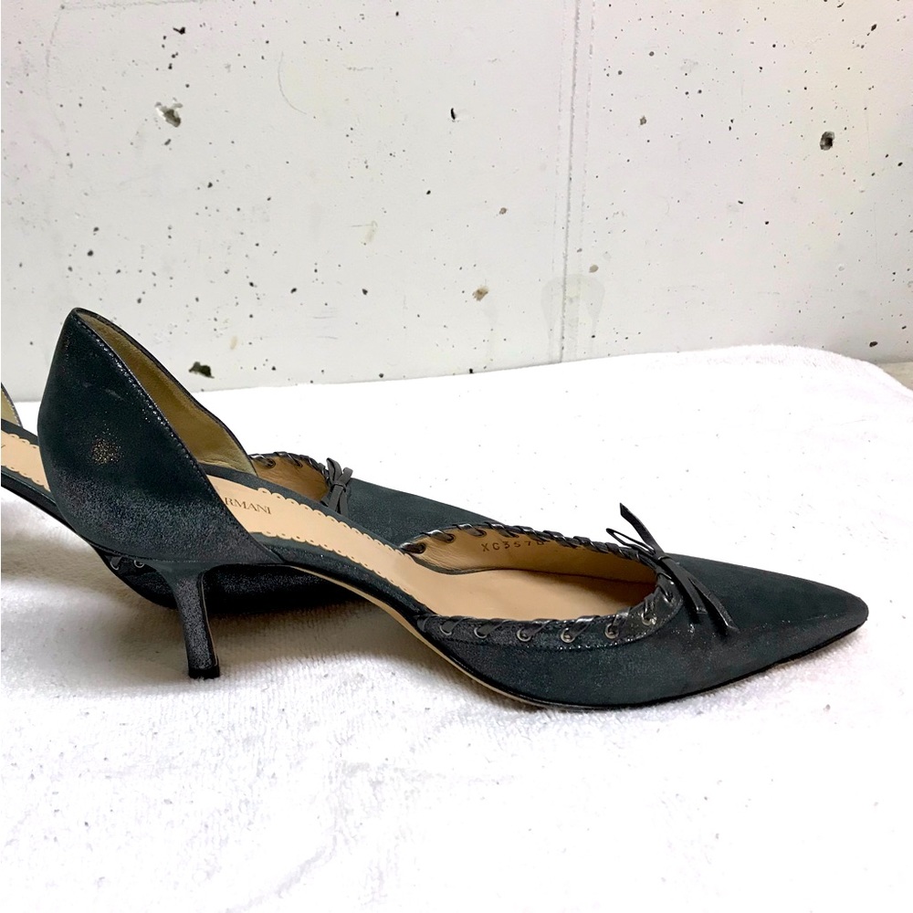 Giorgio Armani Grey Leather Heels Like New